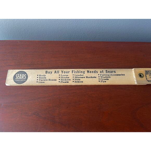 1957 Illinois Fish Laws 18" Folding Wood Ruler Sears Roebuck 'Lets Go Fishing' - Picture 6 of 13
